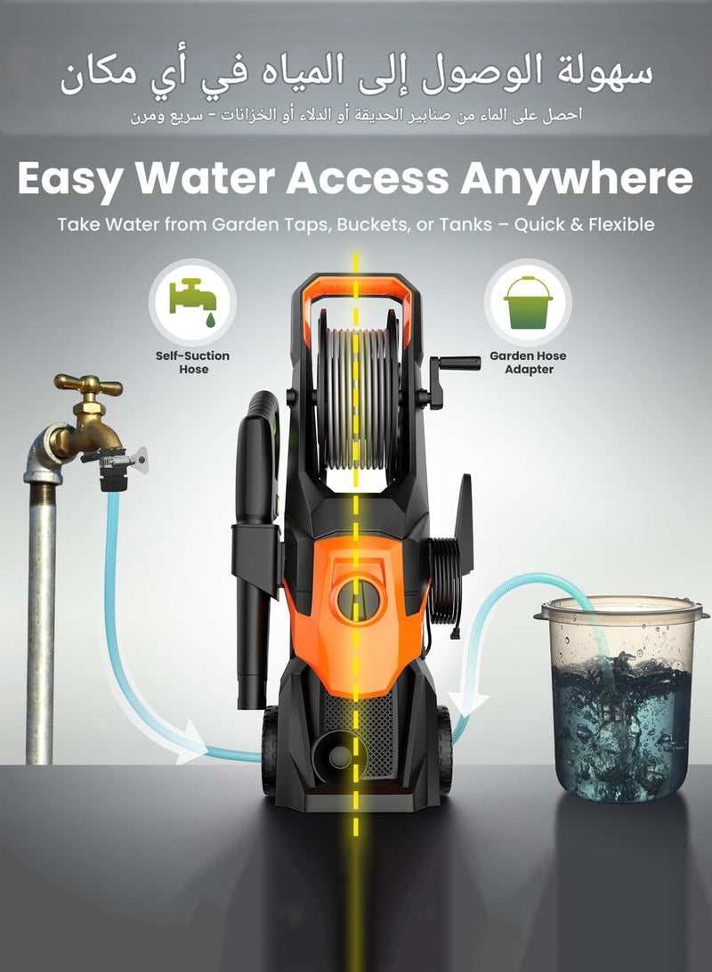 WEMART Electric Pressure Washer, 1800W 150Bar Power Washer with Quick Connect Nozzle, High Pressure Washer with Foam Gun for Car/Fence/Driveway/Patio/Home Cleaning - Image 3